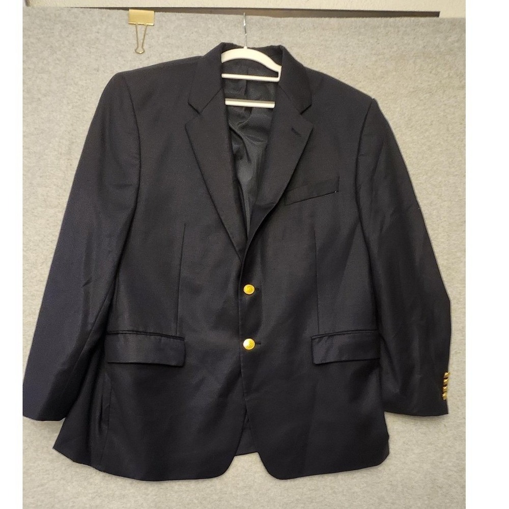 Lauren Ralph Lauren Blazer Mens Large Navy Wool Gold Button Sport Coat Jacket
